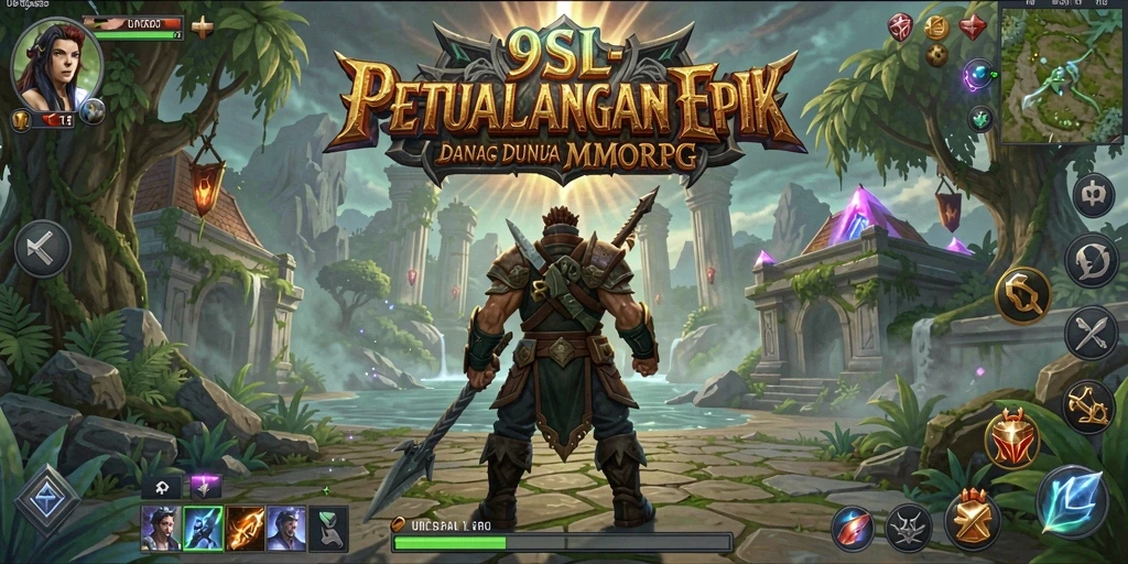 Screenshot gameplay 9SL menunjukkan pertarungan epik dalam dunia MMORPG.