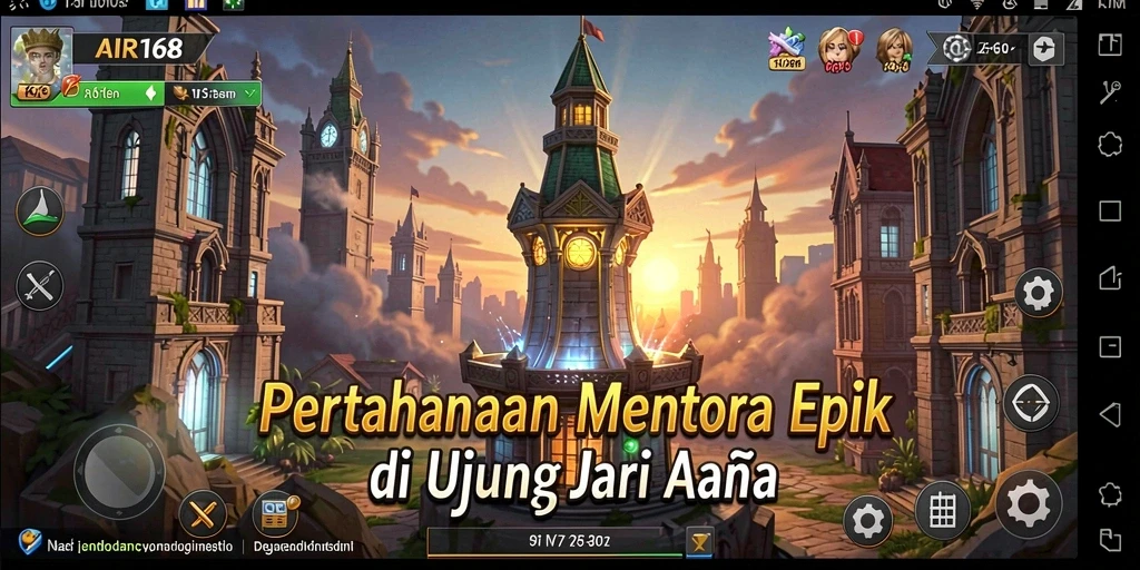 Screenshot menunjukkan aksi menegangkan dalam game Tower Defense.