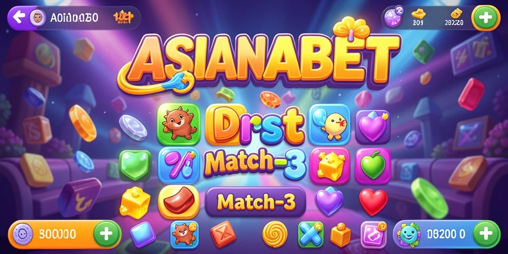 Tampilan gameplay ASIANABET dengan gem berwarna-warni yang menarik.