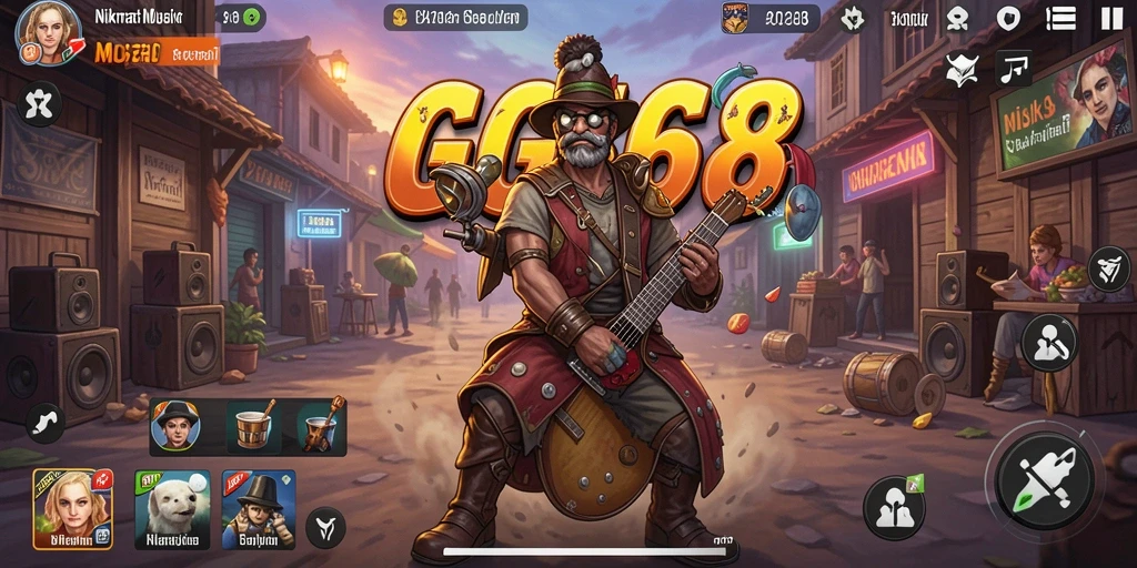 Tampilan gameplay GG368 yang seru dengan alat musik interaktif.