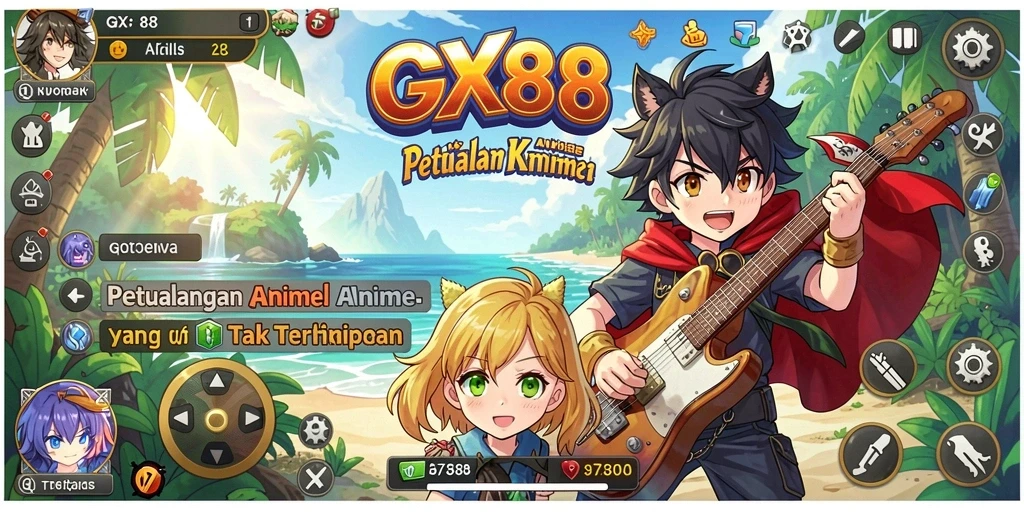 Screenshot GX88 menunjukkan aksi seru dalam dunia Anime.