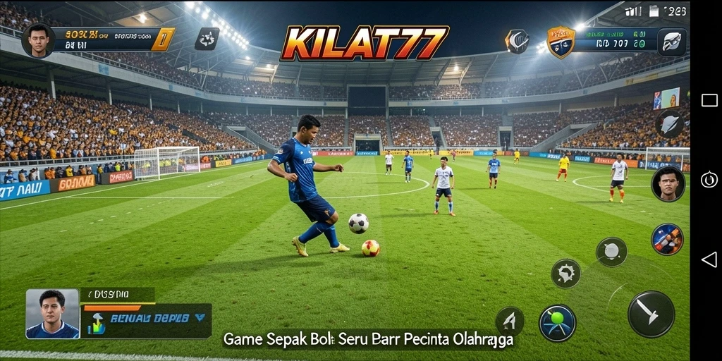 Tangkapan layar gameplay KILAT77 menunjukkan aksi seru di lapangan sepak bola.