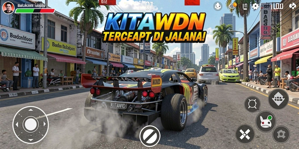 Gameplay Racing KITAWD yang mendebarkan dan penuh aksi.