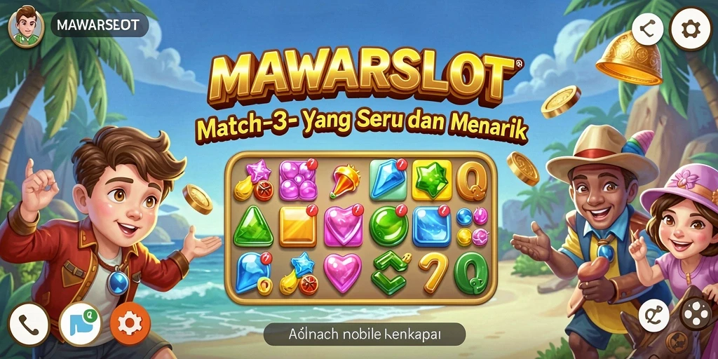 Tampilan seru dari gameplay Match-3 di MAWARSLOT.