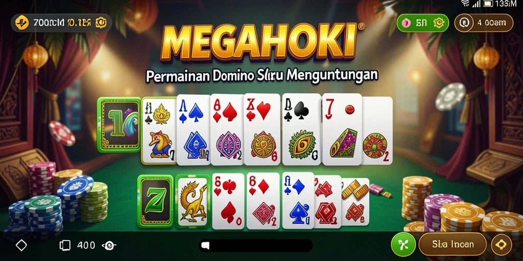 Screenshot gameplay MEGAHOKI yang menunjukkan aksi seru domino.