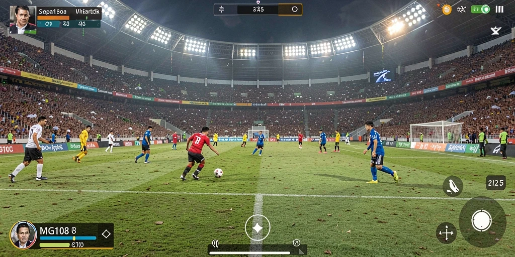 Tampilan intens saat bermain MG108 dalam pertandingan sepak bola.