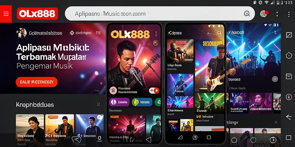 Screenshot OLX888 menampilkan pengguna yang menikmati musik dengan antarmuka yang menarik.