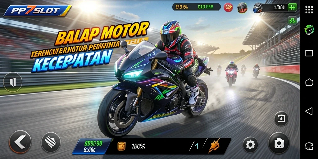 Tampilan gameplay PP7SLOT dengan aksi balap motor yang mendebarkan.