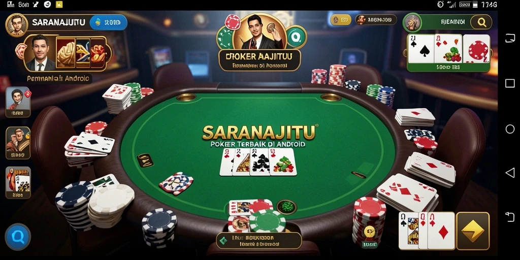 Tampilan gameplay yang menarik di SARANAJITU dengan suasana Poker yang seru.