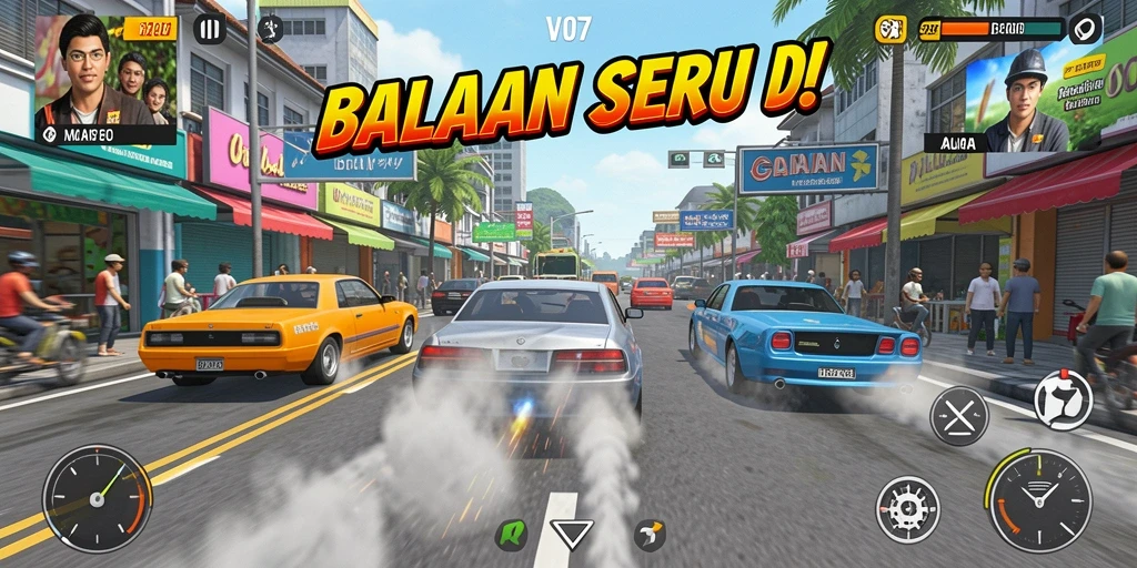 Tampilan balapan seru di V07 dengan grafik menawan.