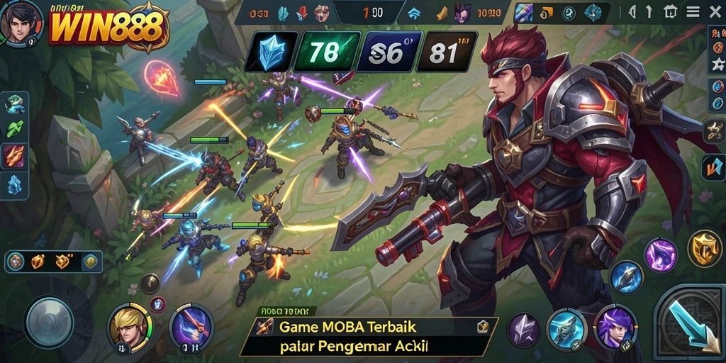 Tampilan gameplay yang menarik dari game MOBA WIN88.